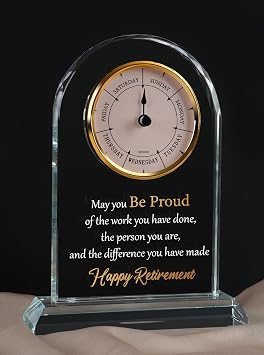 DEEWISH Retirement Gift for Women Men, Days of the Week Desk Clock, Happy Retirement Plaque Gifts for Coworkers Boss, Going Away Gift for Retired Friends, Farewell Presents for Teacher Doctor Nurses