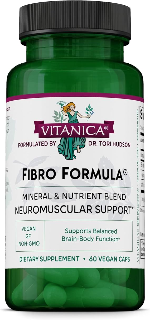 Vitanica FibroFormula - Neuromuscular Relaxation & Neurotransmitter Support Supplement for Discomfort Relief with 5-HTP, Pea, Saffron & Magnesium - Vegan - 60 Capsules