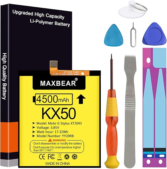 MAXBEAR Moto G Stylus Battery, (Upgraded) 4500mAh Li-Polymer Replacement Battery for Motorola Moto G Stylus 2020 (KX50) Moto G Pro,Moto G8 Stylus,XT2043-4,XT2043-8 with Repair Tool Kit