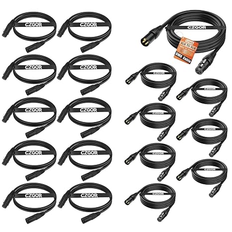 DMX Cable 10ft 8 Pack & DMX Cable 6.5 ft 10 Pack