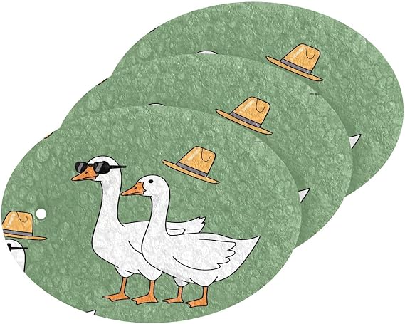 Stylish Geese Hats Dish Scrub Sponges Kitchen Funny Non Scratch Reusable Compressed Cellulose Sponge Hanging for Household Cleaning Washing Dishes Pots and Pans 3 Pack