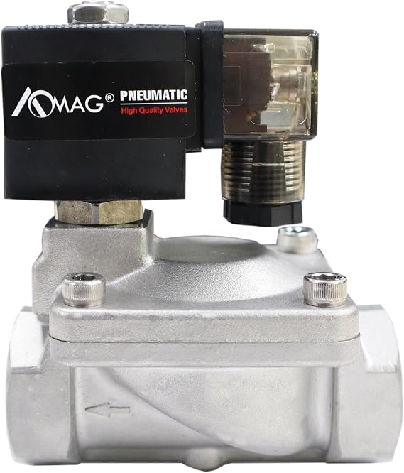 AOMAG 1inches 24V DC Stainless Steel Electric Solenoid Valve NPT Air Water Fuel VITON Normally Closed for Outdoor