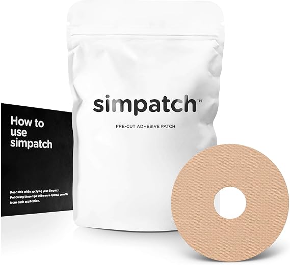 SIMPATCH Universal Adhesive Patch, 0.8-Inch Hole, Beige, 30-Pack, CGM Tape