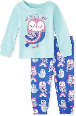 The Childrens Place baby-girls And Toddler Girls Long Sleeve Top and Pants Snug Fit 100% Cotton 2 Piece Pajama Set