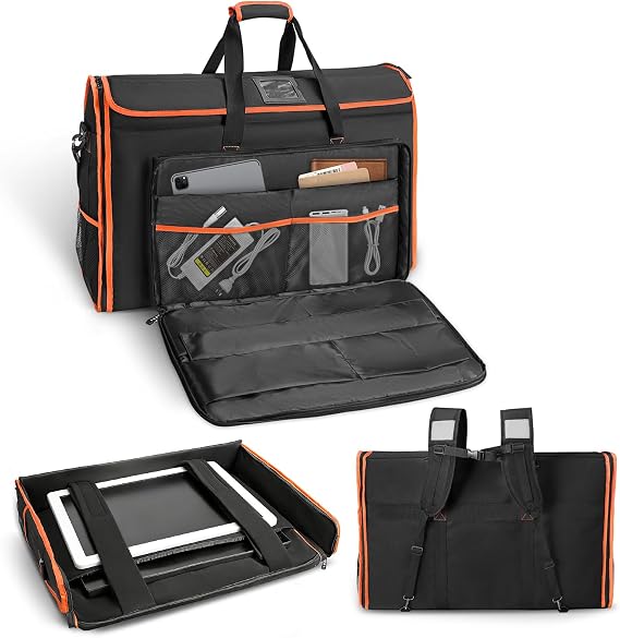 27"-32" Monitor Carrying Case | Padded TV Travel Case -12MM Thick Full Wrap,Computer Screen Bag Hold Up to 2 LCD Screens/TVs,Detachable Backpack Design with PU Bottom,for Travel,Work,Transport