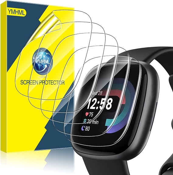 [ 6 Pack ] Compatible for Fitbit Versa 4 / Versa 3 Screen Protector, Fitbit Sense 2 / Sense Screen Protector, YMHML [Upgrade Flexible Film] Soft HD Clear Anti-Scratch Protector for Fitbit Accessories