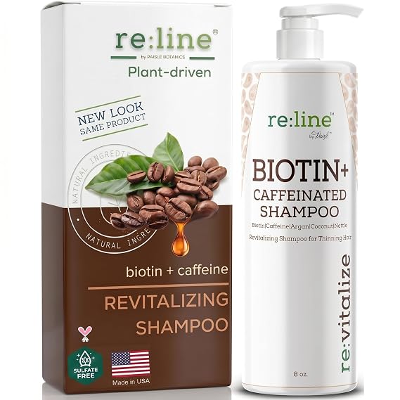 Caffeine Shampoo for Hair Growth & Thickness - Biotin Thickening Shampoo for Thinning Hair for Women & Men with Coconut Oil & Rice Water Protein - Color Safe, Sulfate & Paraben Free - 8 Fl Oz
