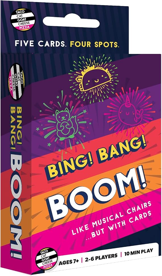 Bing Bang Boom Card Game by Taco Cat Games, Ages 7+, 2-6 Players | Race to match firework cards & shout Bing Bang Boom, Don't get stuck with a Dud, Big Action, Great for parties, Quick rounds
