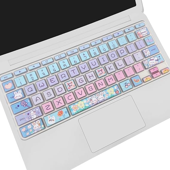 Silicone Keyboard Cover for HP Chromebook 11 x360, Chromebook 11 G2/G3/G4/G5/G6 EE/G7 EE, HP Chromebook 14-ca 14-ak 14-X Series, HP Chromebook 14 G2 G3 G4, Cute Bunny