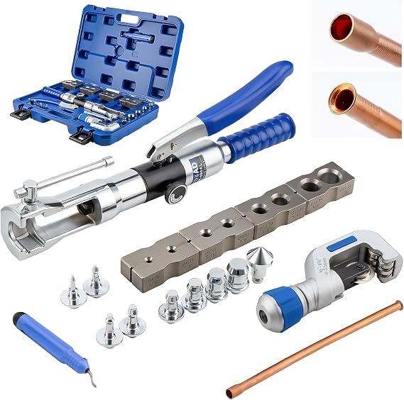 Hydraulic Flaring Tool Kit for 3/16 to 7/8 inch and Swaging Tools Soft HAVE Copper Tube Extrusion Type Water Gas Line Automotive Plumbing,Not for Brakeline Fuel Transmission Brake Line