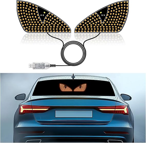 Led Eyes for Car Windshield,Devil Eyes Light for Windshield,Plug Play USB Car Devil's Eyes Light,12 Light Modes Car Eye Lights,Dynamic Devil Eyes Light for Cars