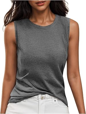 Tank Tops for Women 2025 Loose Fit Casual Flowy Tanks Round Neck Sleeveless Spring Summer Hiking Tee Shirts