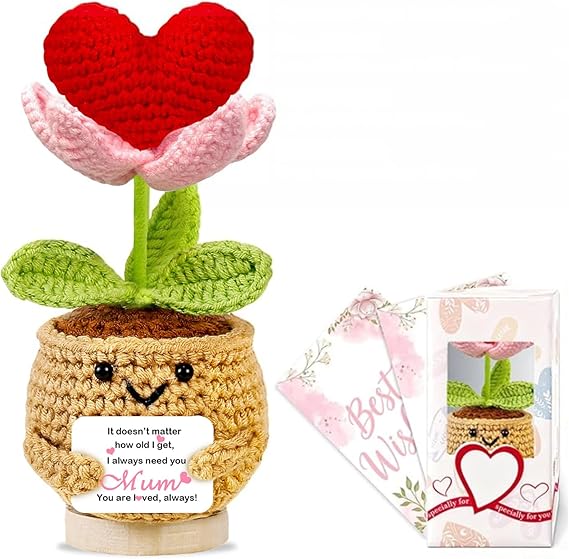 Yalucky Gifts for Mum Handmade Positive Emotional Support Crochet Christmas,Birthday Gifts for Mum from Daughter,Son Mother In Law,New Mom To Be Gift Mothers Decorations Cute Room Decor