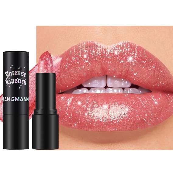 Sparkling Lip Gloss Long Lasting Waterproof Moisturizer Lip Balm Glitter Shimmer Metallic, Diamond Shiny Bold Glow Goth Lipstick for Women Girls, Non-sticky (1, 05#)