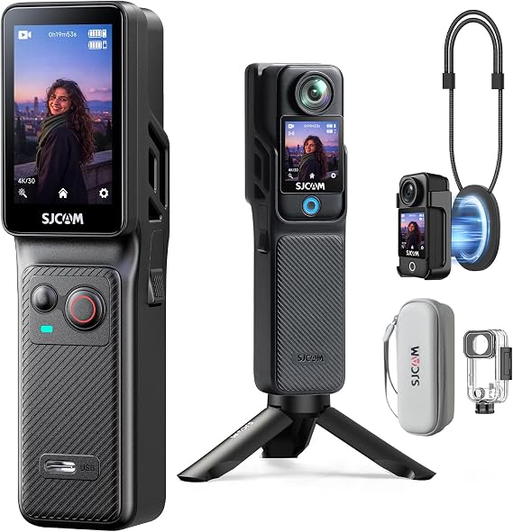 SJCAM C400 4K Vlogging Camera 7-Hour Battery, 6-Axis Stabilization, 2.29'' Touch Screen,Wireless Remote Preview, 154 Wide Angle,30M Waterproof,Body Camera for YouTube Creators and Travel