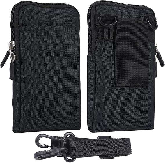 Cell Phone Belt Bag Men Black, Cell Phone Crossbody Bag Men, 6.9" Waterproof Outdoor Sport Mini Shoulder Belt Phone Pouch Waist Bag Mobile Phone Belt Loop Holder Small Messenger Purse with Card Holder