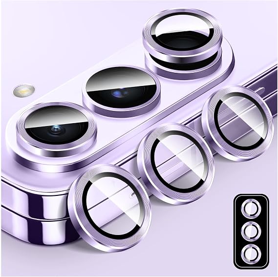 LucBuy Camera Lens Protector for Samsung Galaxy Z Fold 5, 9H Tempered Glass Camera Cover Screen Protector Film Sticker, Automatic-Alignment Individual Aluminum Alloy Rings