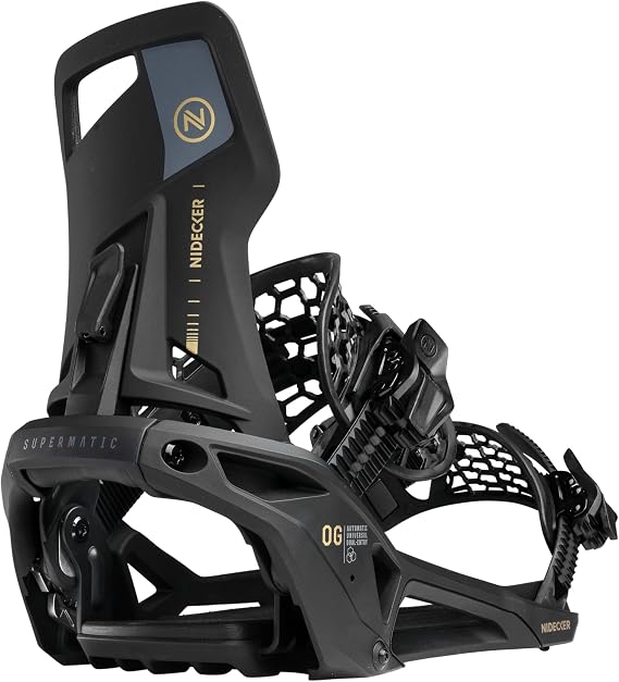 Nidecker OG Supermatic Men's Rear-Entry Snowboard Bindings, Black, X-Large | Quick-Entry, Step-In, Flex 6/10, Nylon Highback, Nylon Baseplate, Auto Lock Buckles, Intermediate