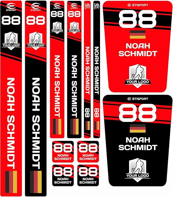 Custom Hockey Stickers. Personalized Name, Number, Country Flag & Logo. Waterproof Labels for Sticks & Water Bottles. Durable & Easy to Apply