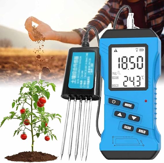 Multifunctional Soil NPK Meter, 7 In 1 Soil Tester, Backlight Display, Temperature Measurement Range Is -20C To 60, Moisture Measurement Range Is 0-100% for Gardening, Lawn, Farming