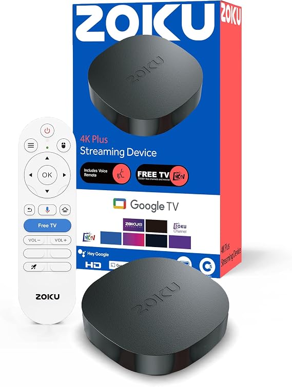 Lispin High-Speed 4K UHD Google TV Converter Equipment: 2GB RAM + 16GB Storage, Voice Control Remote Controller (4K UHD-B)