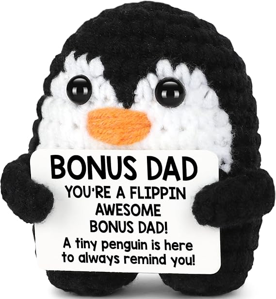 Birthday Gifts for Bonus Dad Stepdad Step Dads, Handmade Crochet Penguin