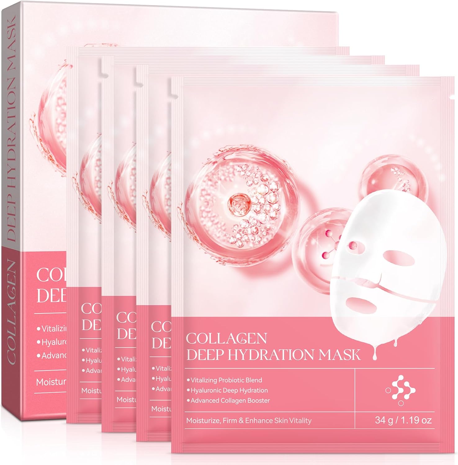Collagen Face Mask 4pcs, Bio Collagen Mask Overnight,Deep Overnight Face Mask,for Soothe, Repair,Deep Hydration