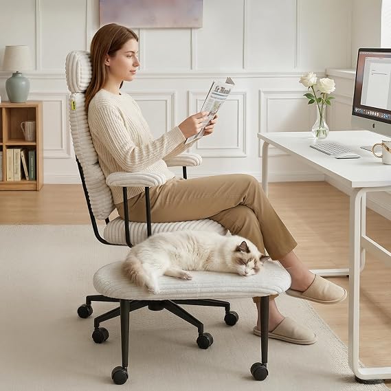 Pinmoco ADHD Cross Legged Office Chair, 3-Zone Back Support, Wide Seat