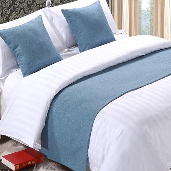 Hotel Bed Runner Scarf Home Decor Solid Color Reversible Double Use Home Decor Hotel 2 Pillow Cases 18x18 Inch