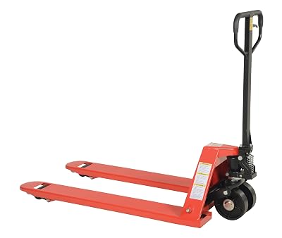 Vestil PM5-2748-S Steel Pallet Truck with Steel Wheels 61 In. x 27 In. x 48 In. 5500 Lb. Capacity Red