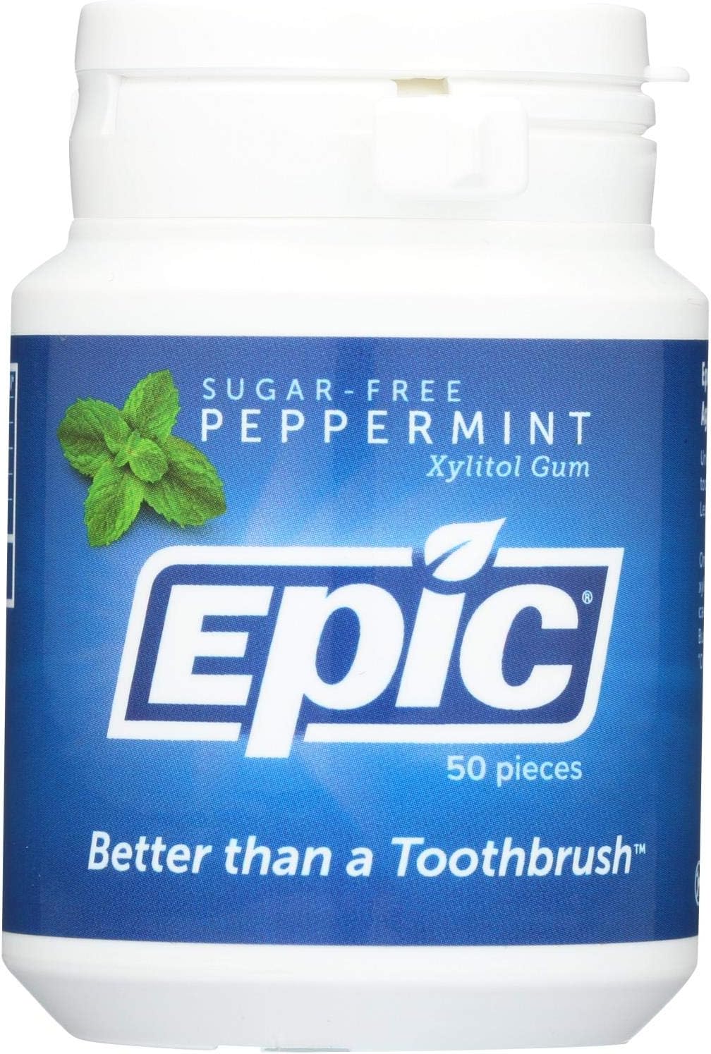Epic Dental Peppermint Gum - Xylitol Sweetened - 50 Count - Gluten Free - Wheat Free - Vegan