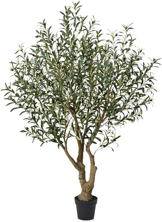 VeriNatural Artificial Olive Tree Tall Faux Plant - 180 cm Large Green Artificial Tree with 2126 Silk Leaves & 93 Fruit - Indoor Decor for Living Room Office Garden Pots, VN138
