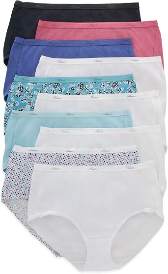 Hanes Womens Underwear Pack, 10-Pack, Full-Coverage Cotton Blend Panties, Moisture-Wicking Underwear for Women