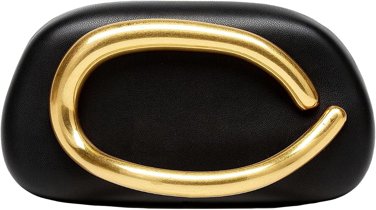 MR Clutch Purses for Women PU Leather Evening Clutch Metal Handle Bag | Clutch Purses for Women Formal Womens Evening Handbags Crossbody Shoulder Bag with Chain for Wedding Party Prom Cocktail