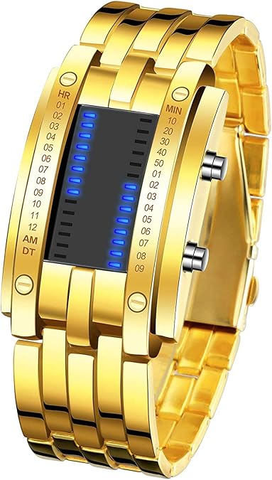 Fashion Mens Binary Sports Watch Digital LED Matrix Black Square Watch