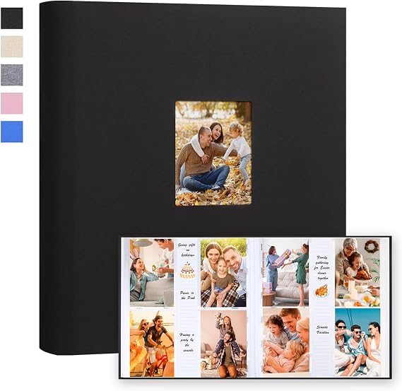 Photo Album 4x6 Vertical 600 Photos with Writing Space, Black