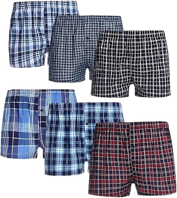 3 Pack Men's Woven Boxer Briefs Shorts Cotton Rich Comfort Fit Loose Underwear Trunks