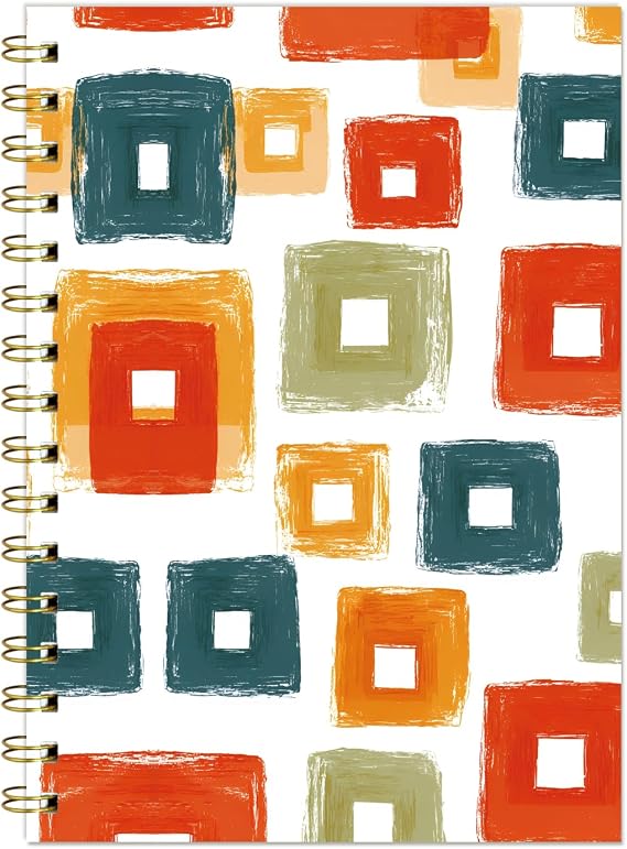 Lined Spiral Notebook Journal for Women ,A5 Hardcover Spiral Journals with 100 GSM Thick Paper, 120 Pages, Cute 5.7" x 8.6" College Ruled Notebooks for Writing Work School, Flower Garden (A5-Colorful Square)