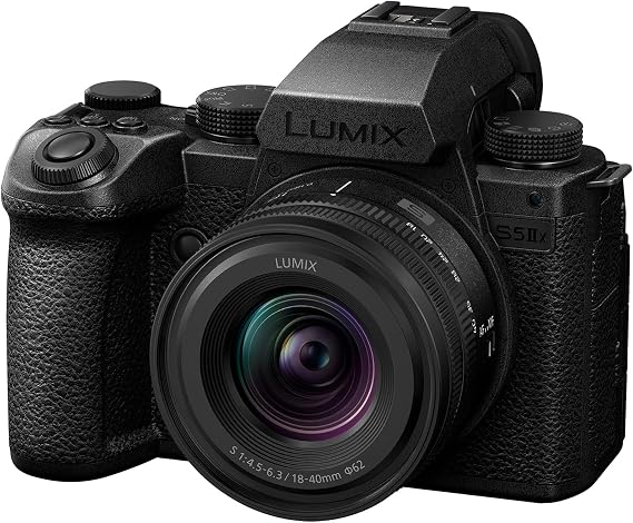 Panasonic DC-S5M2XNE LUMIX DC-S5M2X Full Frame Mirrorless Camera, 4K 60P &amp; 6K 30P Unlimited Recording, Flip Screen, Wi-Fi, Phase Hybrid AF, Active IS, Dual Native ISO &amp; S-R1840E 18-40mm S lens, Black