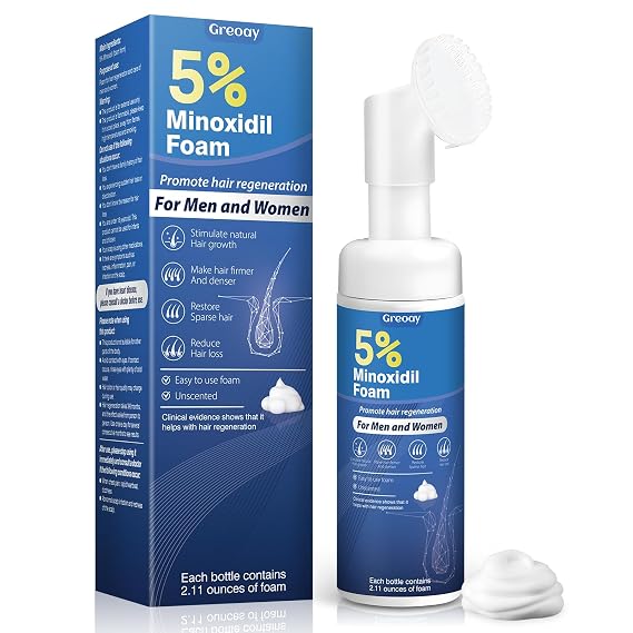 5% Minoxidil Hair Growth Foam Men and Women Suitable for Hair Thinning Receding Hairline and Hair Loss to Hair Regrowth Get Thicker Fuller Hair for Women and Men 1 Bottles 2.11 Ounces Each
