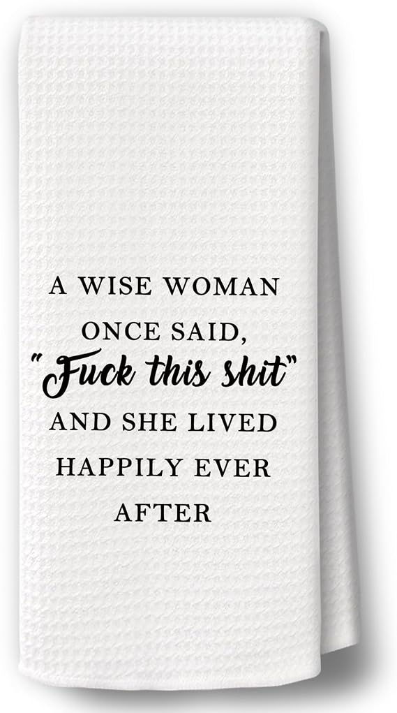Funny Humorous Kitchen Towels Decor - Sarcastic Funny Dish Towel with Saying Hand Tea Towels, Hostess Housewarming Gifts for Christmas Dish Towel Dishcloths Decorations for Kitchen, 16"x24"