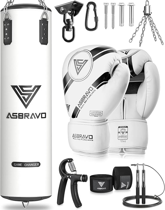 4ft PU Punching Bag Set for Adults with Gloves, Adjustable Weight