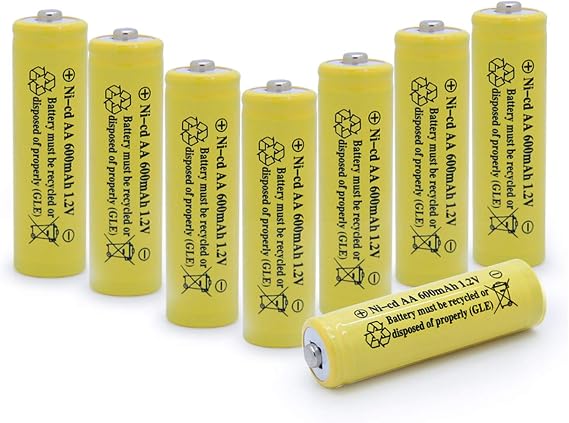 ni-cd aa 600mah 1.2v Rechargeable Battery for Solar 2A Solar Batteries for Outdoor Solar Lights (8 Pack AA Yellow)
