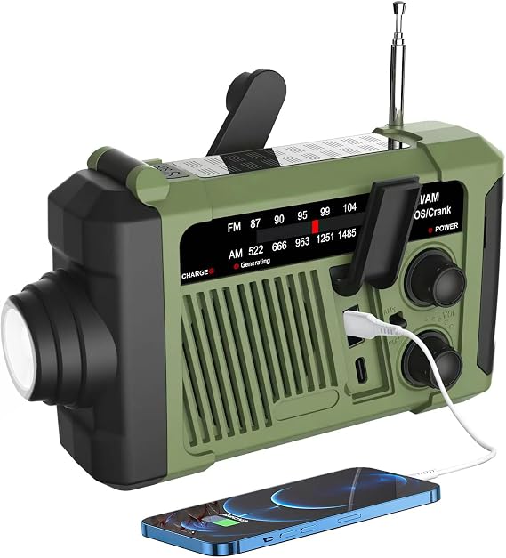 Emergency Weather Radio, NOAA Solar Hand Crank Radio with Flashlight | NOAA/AM/FM/WB radio,flashlight,COB reading light,USB charging,Size:6.9x2.2x3.8in,Users:homeowners,campers,hikers,travelers