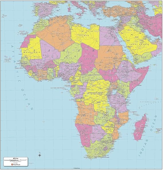 Africa Political Wall Map - 24 x 25 inch Poster - Front Lamination