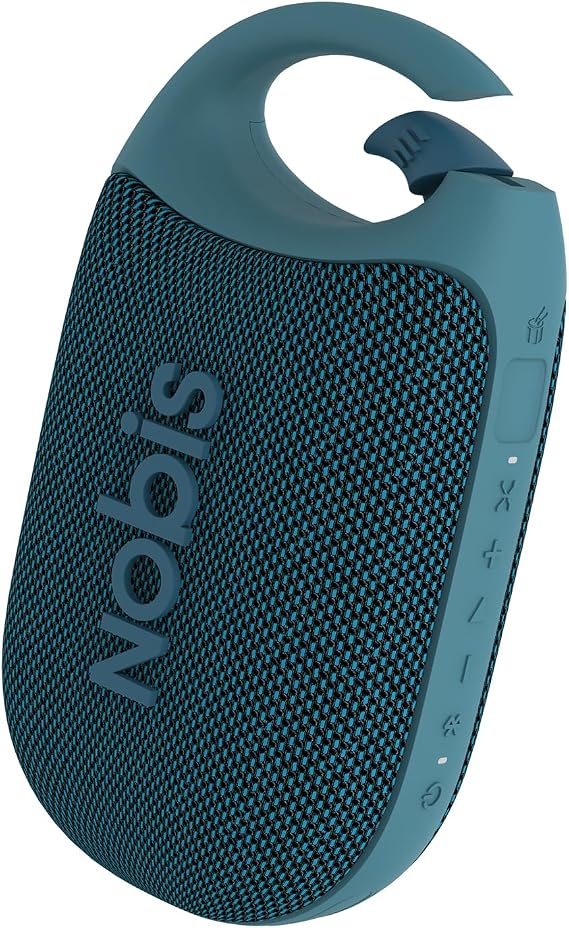 NOBIS Clip Portable Bluetooth Speaker, Up to 24H Playtime, IP68 Waterproof | BT 5.3, HD Sound & Custom EQ Via App, Wireless Stereo Pairing, Built-in Carabiner for Outdoor & Travel