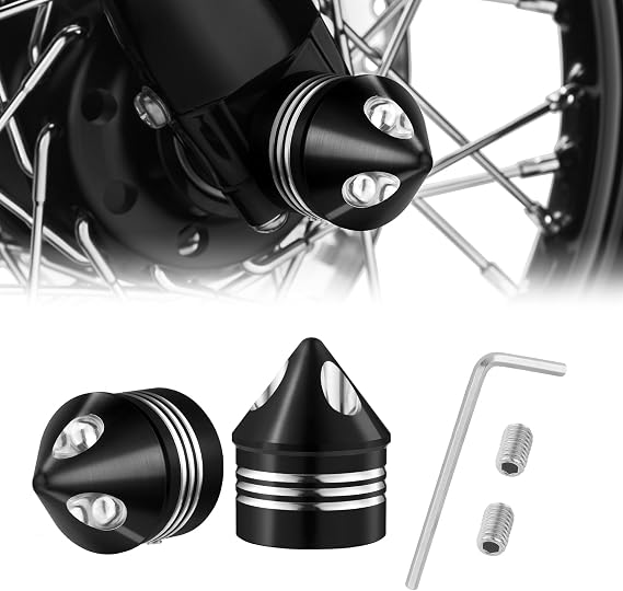 PBYMT Black Front Axle Nut Cover Cap CNC Aluminum Compatible for Harley Davidson Softail Touring Road King Street Glide Electra Glide Iron 883 Fat Boy 2002-2024