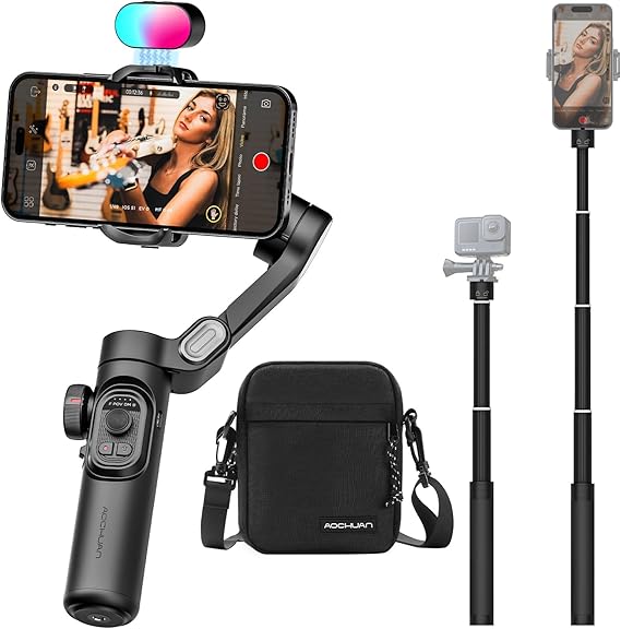 Gimbal Stabilizer Smartphone iPhone Video: iPhone Stabilizer Gimbal Smartphone Foldable 3-Axis Handheld Portable Android Gimbal TikTok AOCHUAN (Smart XE KIT&B10&E10)