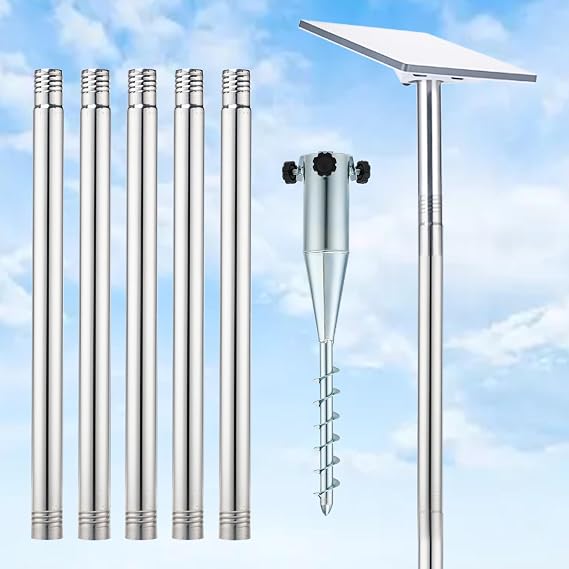 Starlink Mini Pole Mount Kit, Starlink Pole Mount, 10FT Ground Mounting Kit | 1.5-inch stainless steel pole with no-dig spiral ground anchor; storage bag included for camping, RV travel and outdoor use