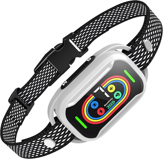 Smart Bark Collar for Dogs, 5 Modes Training Collar | Smart bark collar with beep, vibration and shock modes, 7 sensitivity levels, LED display, rechargeable waterproof design